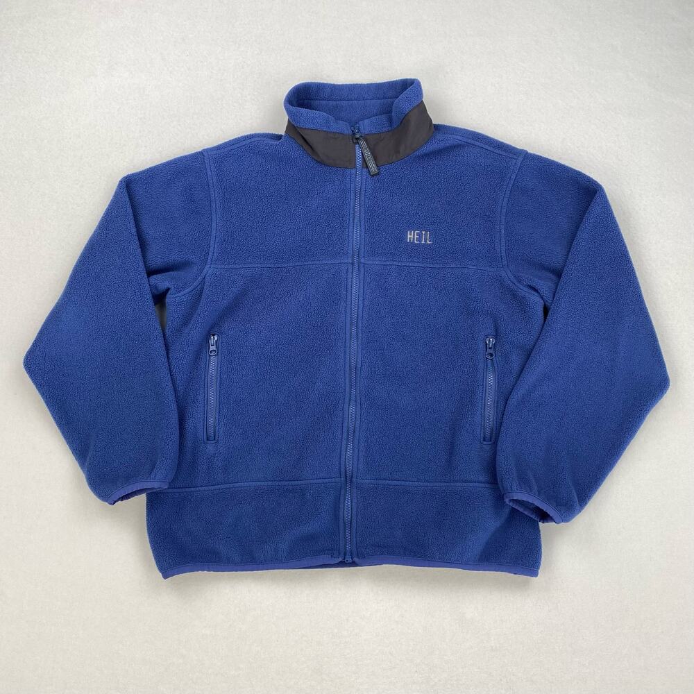 Vintage Lands End Fleece Jacket Size Large Purple Zip Up Pockets Winter USA 90s